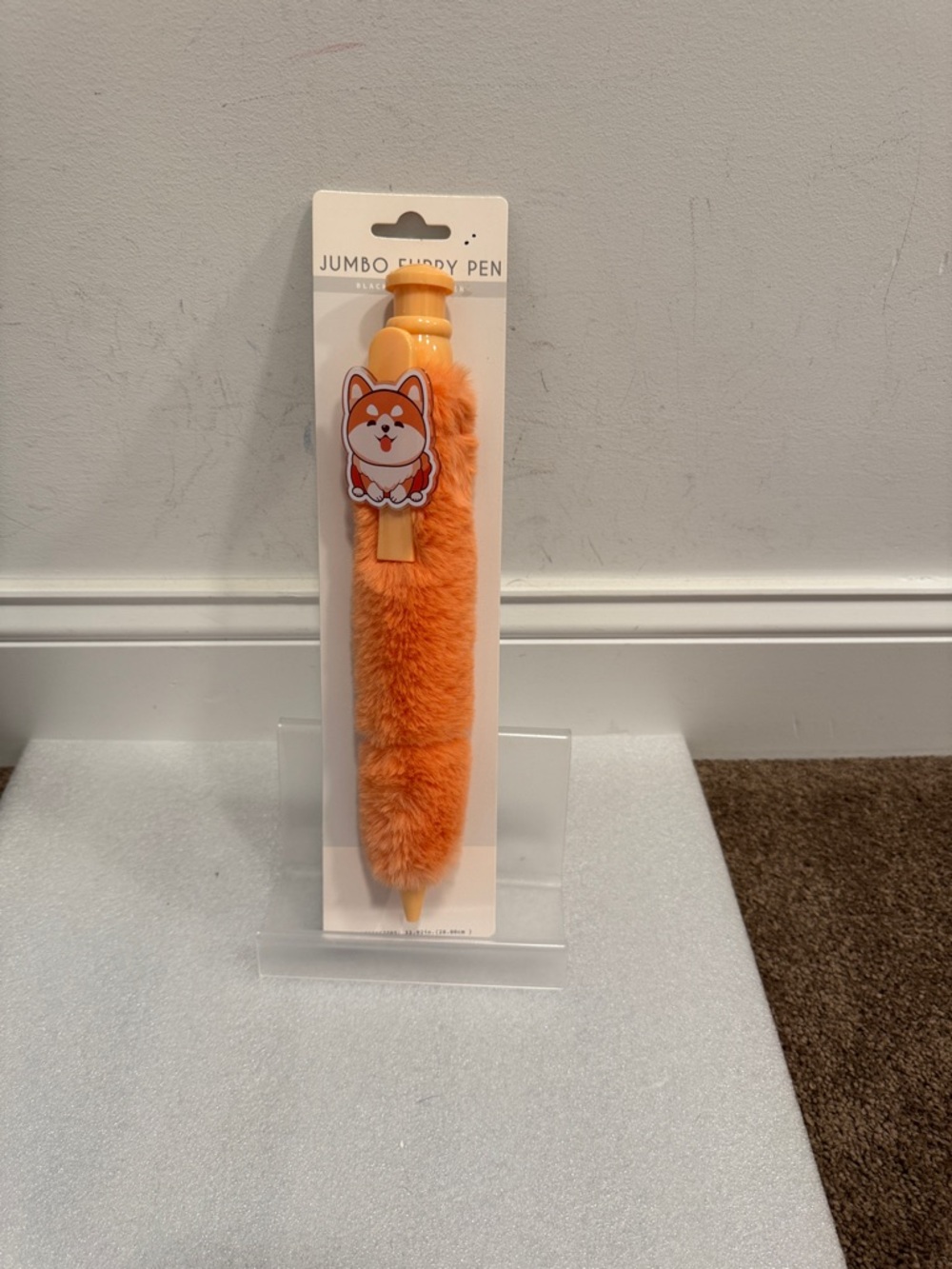 Jumbo Furry Orange Novelty Pen dog theme black ink NWT